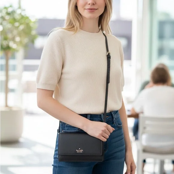 Kate Spade Black New York Mini Textured Leather Crossbody Bag - Picture 3 of 5